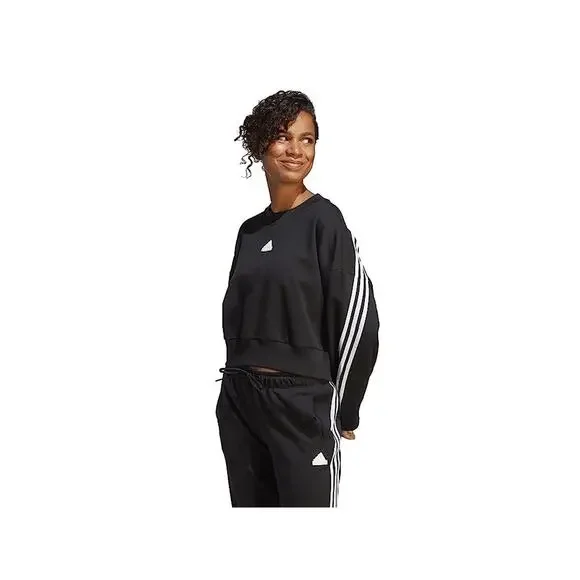 Adidas Women's Black Future Icons 3-stripes Cotton Blend Sweatshirt - Picture 2 of 3